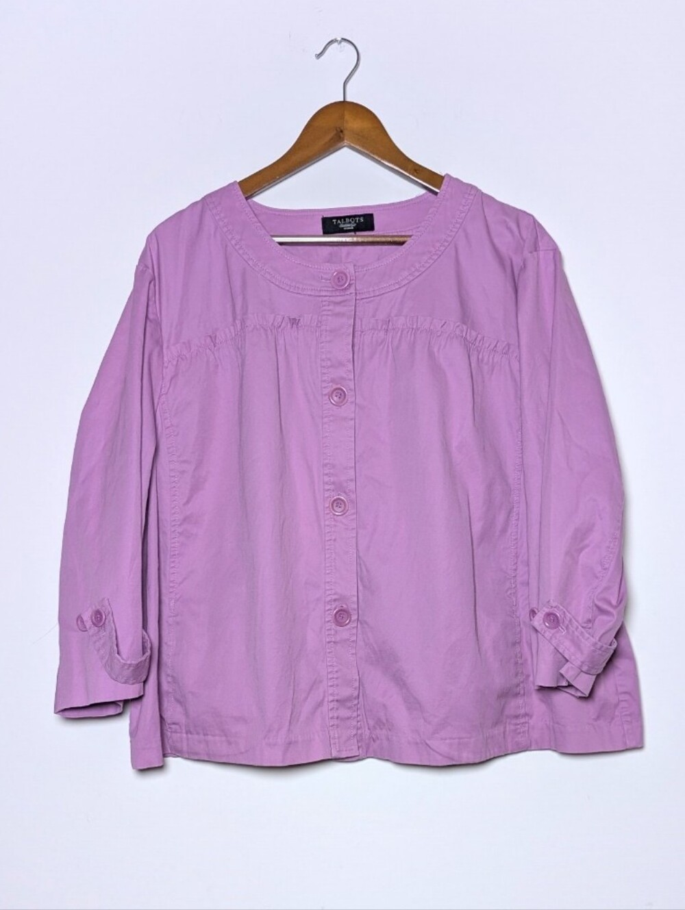 Talbots Lavender Button-Front Lightweight Jacket Blazer Cotton 20W